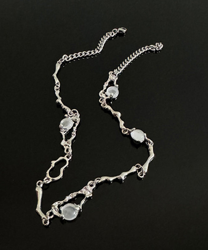 Pendentif asymétrique en pierre de chat en soie, œil en acier inoxydable