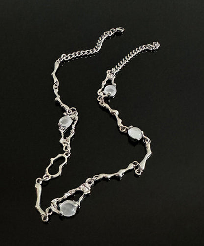 Pendentif asymétrique en pierre de chat en soie, œil en acier inoxydable