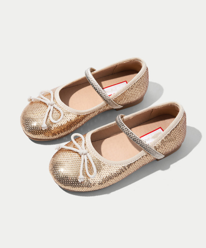 Strap Flat Bow Sequins Shoes Buckle Kids Boutique Feet Silvery