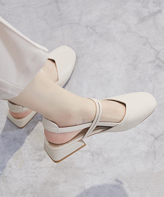 Sandales épaisses en cuir beige Boutique avec épissure en similicuir