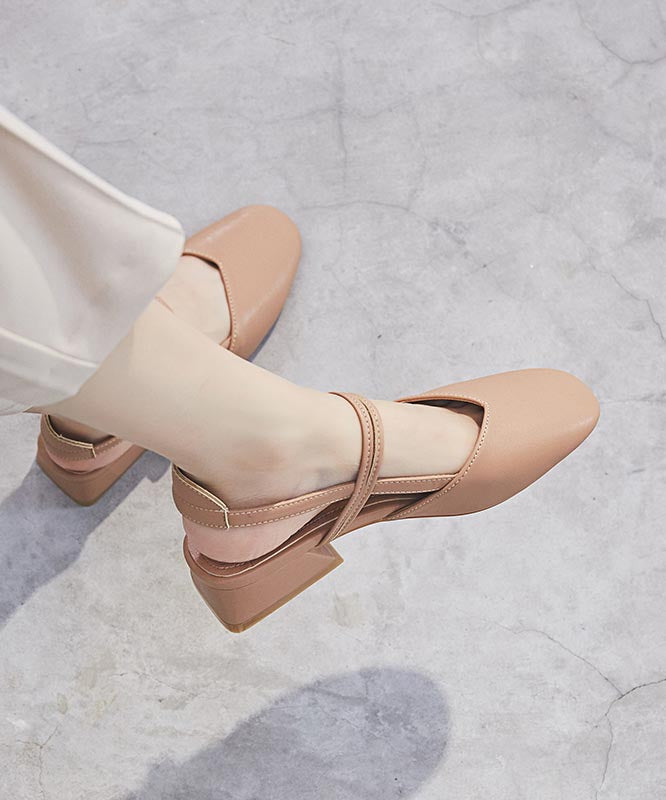 Sandales épaisses en cuir beige Boutique avec épissure en similicuir