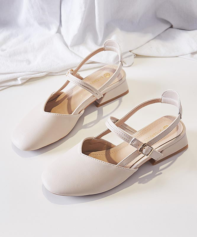 Sandales épaisses en cuir beige Boutique avec épissure en similicuir
