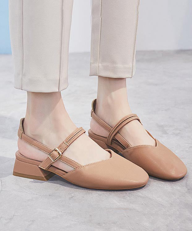 Sandales épaisses en cuir beige Boutique avec épissure en similicuir
