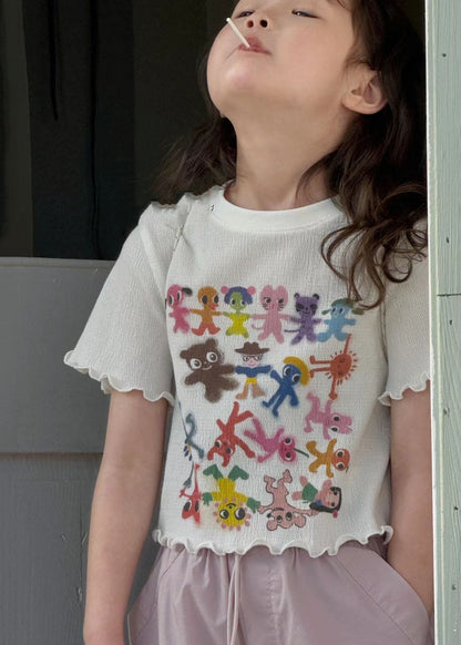 Boutique Haut blanc à volants pour filles Été SS1003