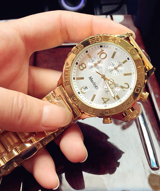 Montres en acier inoxydable avec mouvement à quartz blanc et mécanisme de boutique