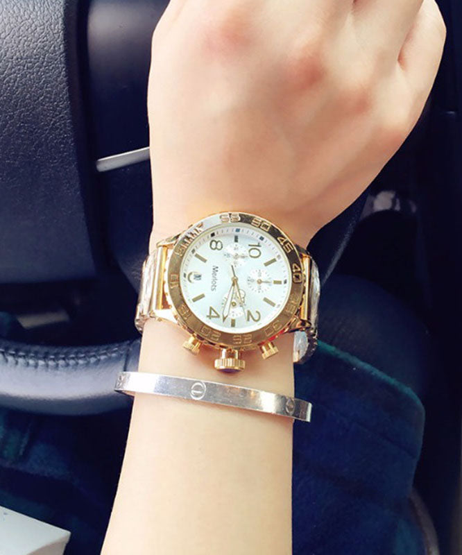 Montres en acier inoxydable avec mouvement à quartz blanc et mécanisme de boutique