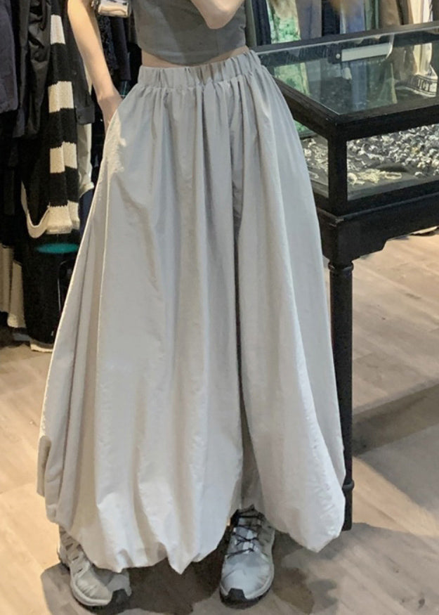 Pockets Elastic Waist Grey Skirt Maxi Brief