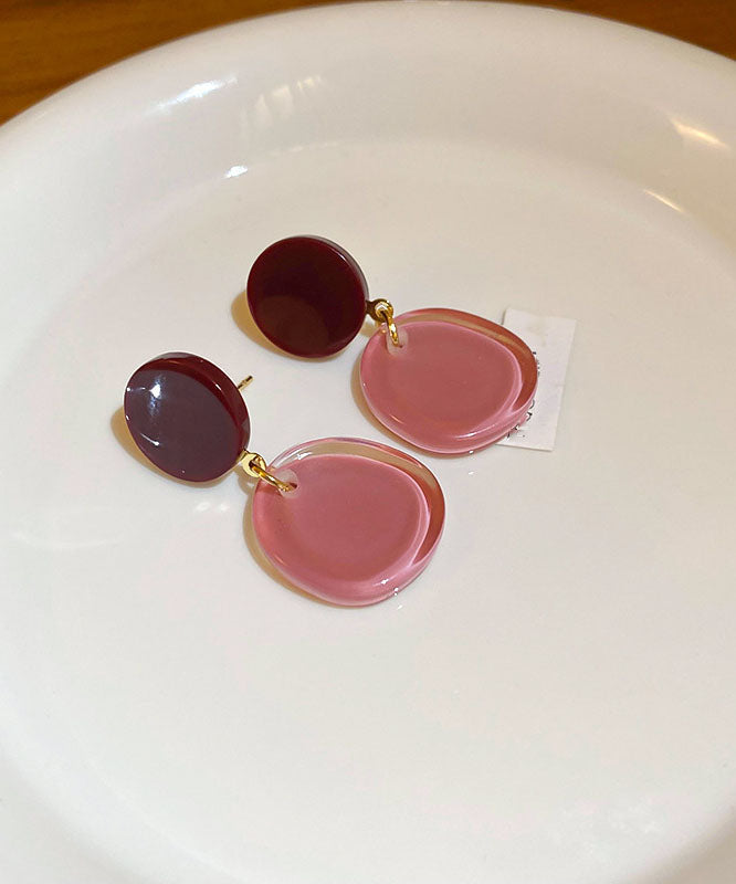 Drop Resin Alloy Earrings Silver Brief Pink Sterling