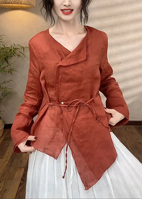 Asymmetrical Spring Brief Top Patchwork Red