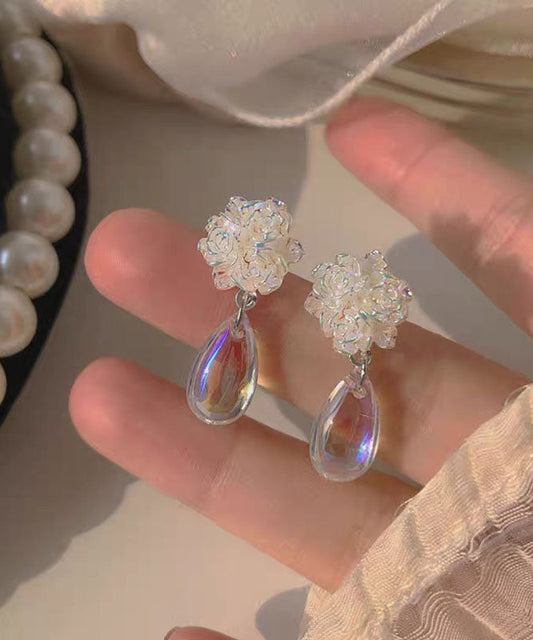 Brief Earrings Water Camellia Resin Flower Drop
