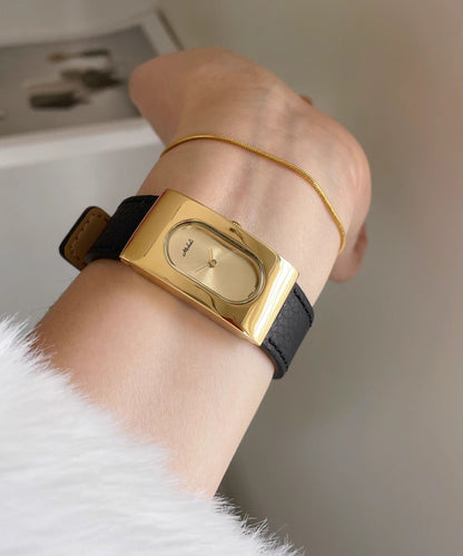 Rechteckige kurze Bewegung Uhren Leder Quarz Seide