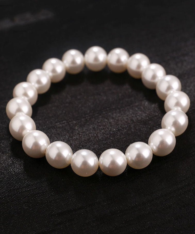 Kurzes weißes Legierungsperlenarmband YD046