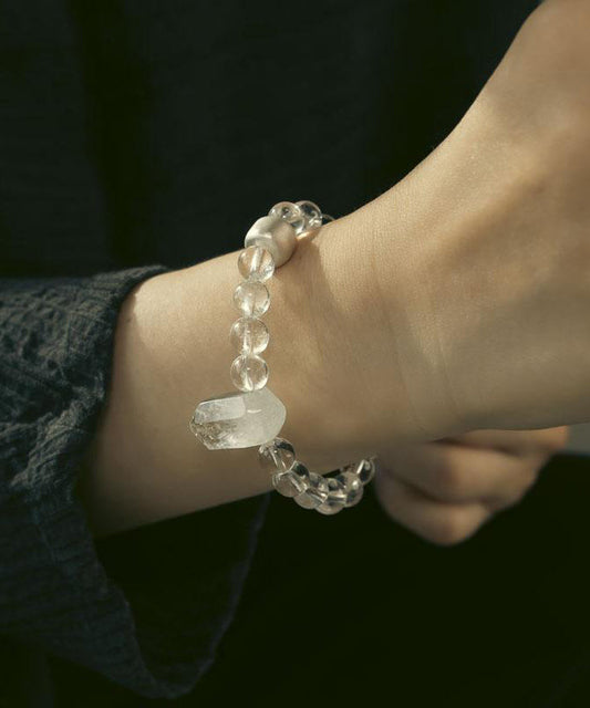 Charm Brief Bracelet Crystal Weave White Asymmetrical Stone Gem
