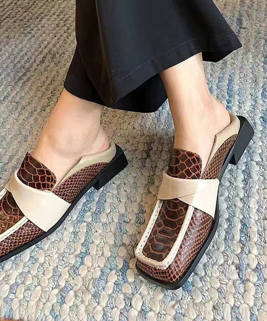 Braune Loafer-Schuhe aus Rindsleder mit französischer Spleißentechnik DD1020