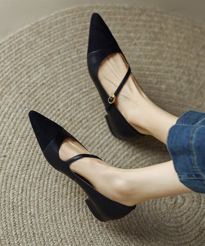 Braune Spleißen Rindsleder Leder Toe Spitz Schuhe Flache Französisch