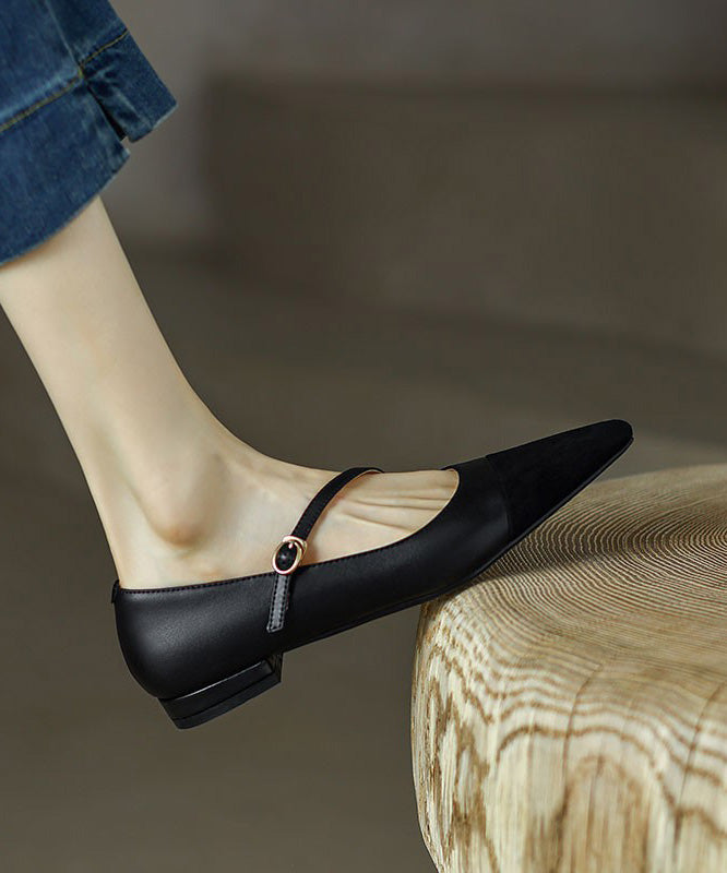 Braune Spleißen Rindsleder Leder Toe Spitz Schuhe Flache Französisch