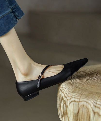 Braune Spleißen Rindsleder Leder Toe Spitz Schuhe Flache Französisch