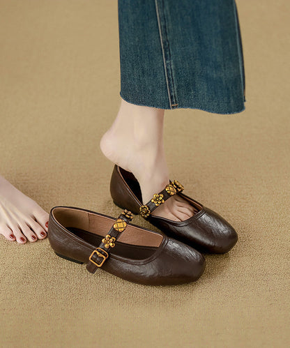 Mocassins en cuir à boucle en similicuir et sangle marron Penny Casual