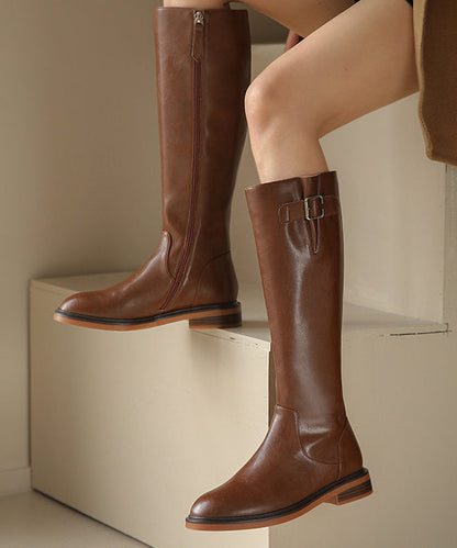 Bottes épaisses marron à épissures tendance OM007