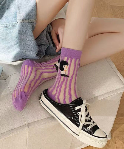 Chaussettes d'été fines et respirantes à double face, tendance, dessin animé, KJ049