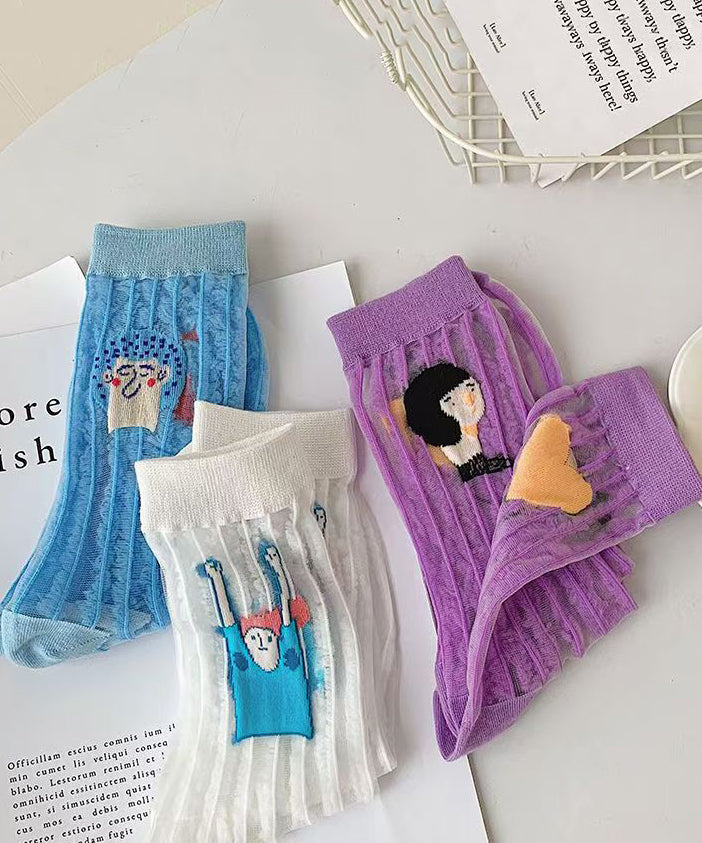 Cartoon Summer Thin Breathable Two Sided Trendy Socks KJ049