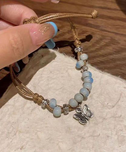 Lässiges Legierungsweben Keramik Schmetterling Charm Armband Zweiteiliges Set TX044