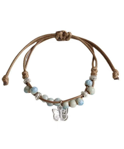 Lässiges Legierungsweben Keramik Schmetterling Charm Armband Zweiteiliges Set TX044