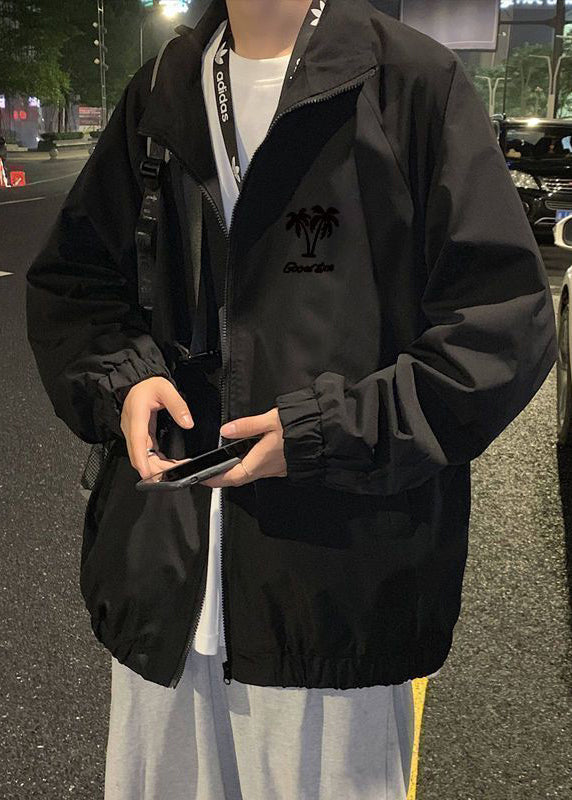 Mäntel Stehen Apricot Reißverschluss Kragen Casual Herren Frühling Baumwolle