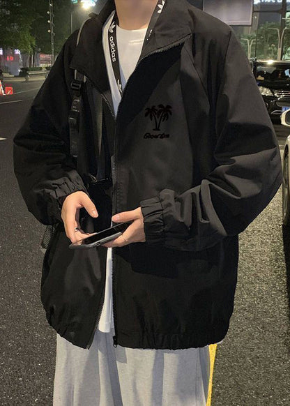 Mäntel Stehen Apricot Reißverschluss Kragen Casual Herren Frühling Baumwolle