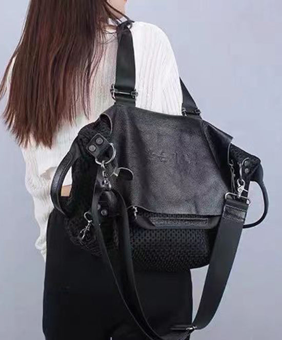 Casual Black Large Capacity Calf Leather Messenger Bag ZX1011 Ada Fashion