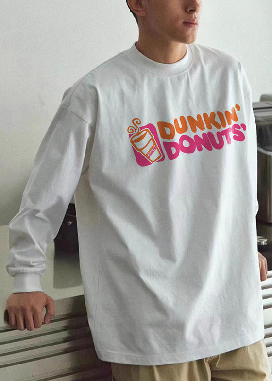 Chemises décontractées noires à col en coton pour hommes, imprimé printemps