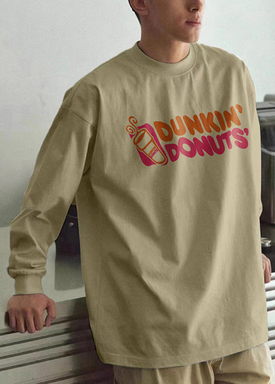 Chemises décontractées noires à col en coton pour hommes, imprimé printemps