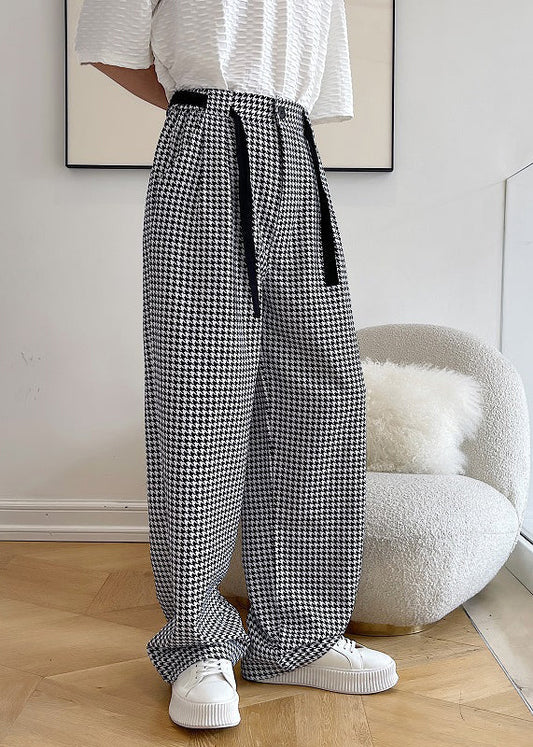 Plaid Cotton Clothing Black Oversized Casual Pants Mens