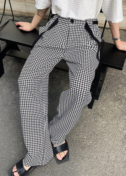 Plaid Baumwolle Kleidung Schwarz Übergroße Casual Hosen Herren