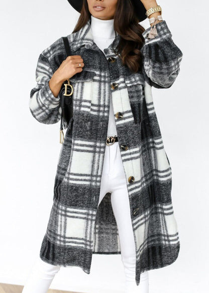 Pan Casual Collar Shirts Coat Spring Plaid Woolen Peter Black