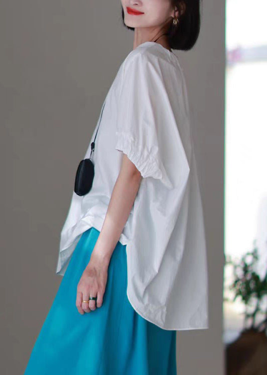 Neck T Low Open Casual Design Side O Blue Shirts Cotton High