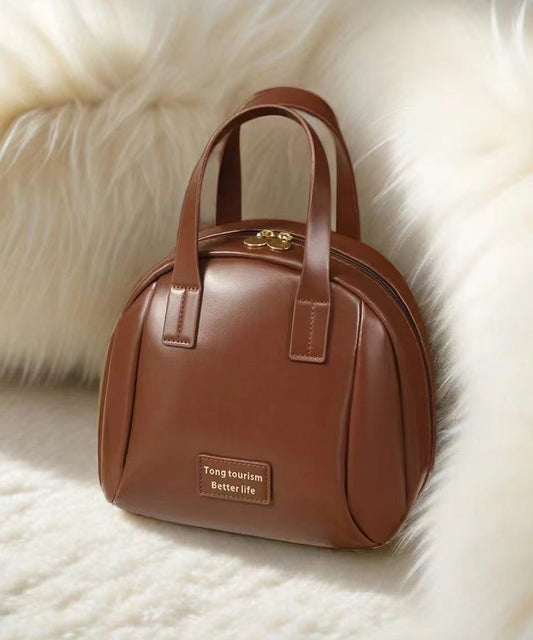 Durable Tote Faux Brown Handbag Solid Casual Leather