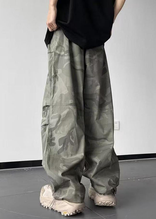 Pantalon camouflage homme coton taille élastique décontracté poches été