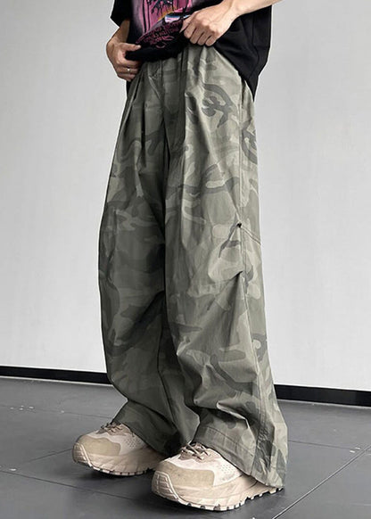 Pantalon camouflage homme coton taille élastique décontracté poches été