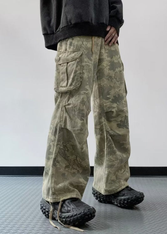 Lässige Jeanshose mit Camouflage-Print und hoher Taille für Herren SA066