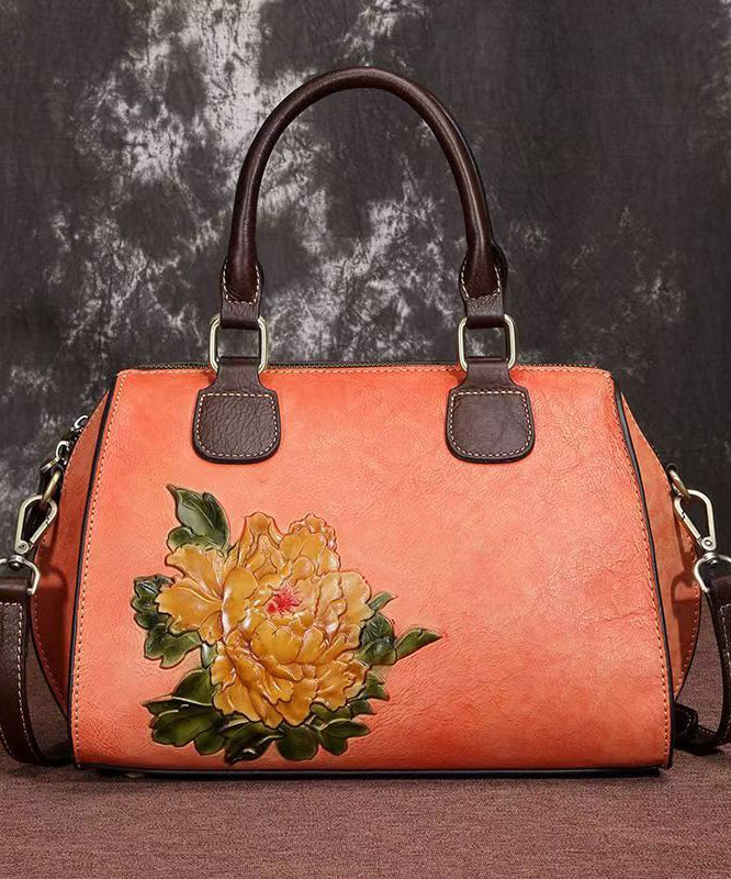 Kaffee Kapazität Satchel Geprägte Kalbsleder Große Casual Leder