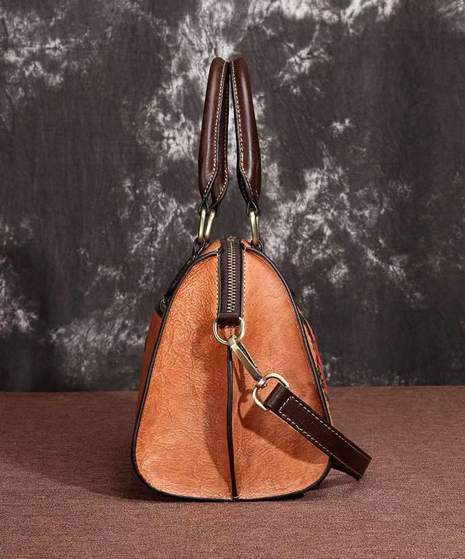 Kaffee Kapazität Satchel Geprägte Kalbsleder Große Casual Leder