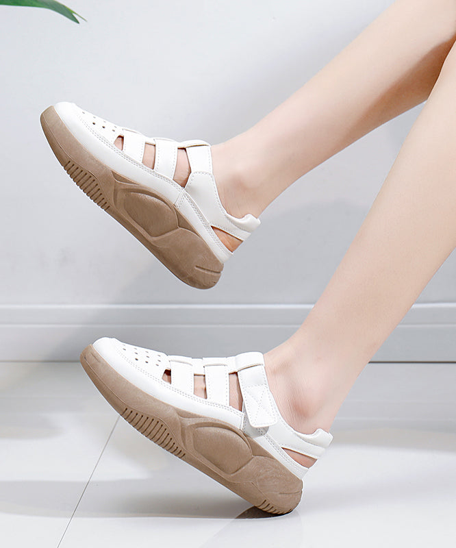 Casual Comfy Beige Hollow Out Platform Walking Sandals KJ030