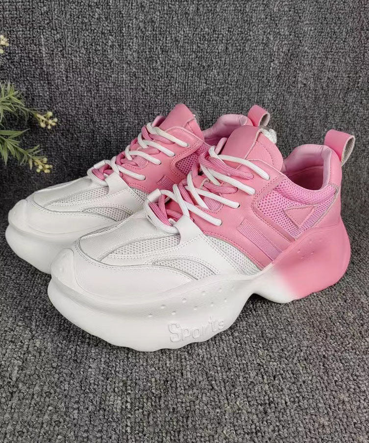 Chaussures de sport décontractées confortables à plateforme en maille respirante rose dégradé DD1005