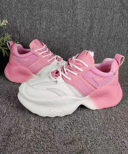 Chaussures de sport décontractées confortables à plateforme en maille respirante rose dégradé DD1005