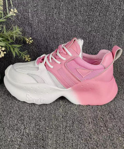 Chaussures de sport décontractées confortables à plateforme en maille respirante rose dégradé DD1005