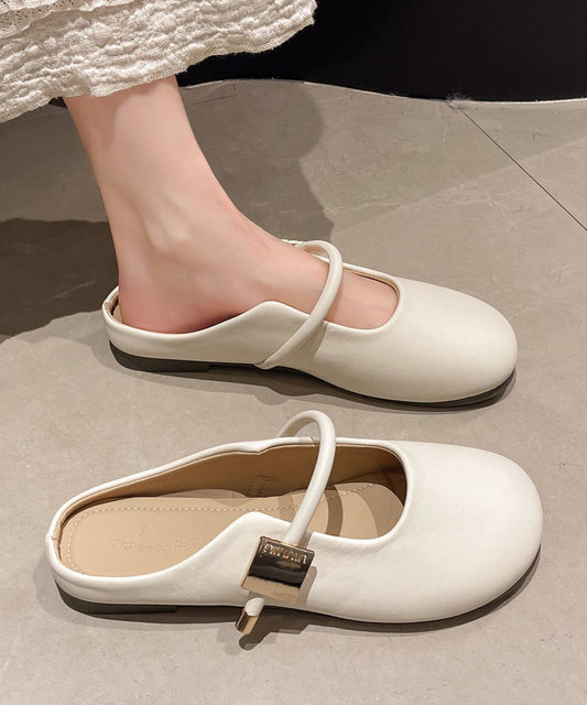 Slide Leather Splicing Casual Beige Faux Comfy Sandals