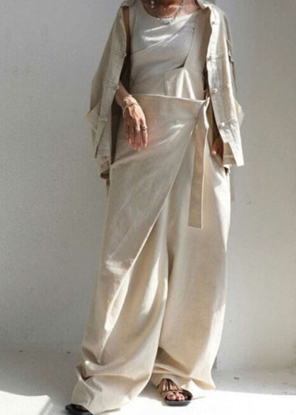 Lässiger grüner One-Shoulder-Taschen-Baumwoll-Träger-Jumpsuit Sommer TL030