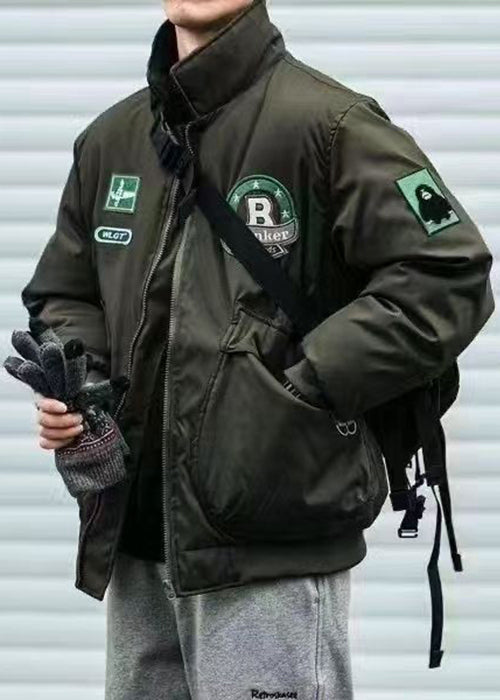 Parkas décontractés à poches pour hommes, col vert, patch TC003, printemps