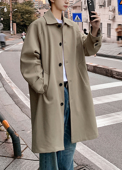 Casual Khaki Peter Pan Kragen Taste Baumwolle Männer Graben Frühling YQ014